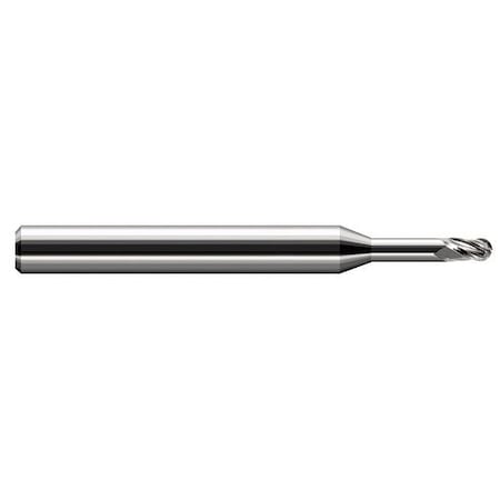 Harvey Tool 0.0390 in. 1 mm dia. x 0.0590 in. x 0.2030 in. 13/64 Reach Carbide Ball End Mill, 4 Flutes 803139